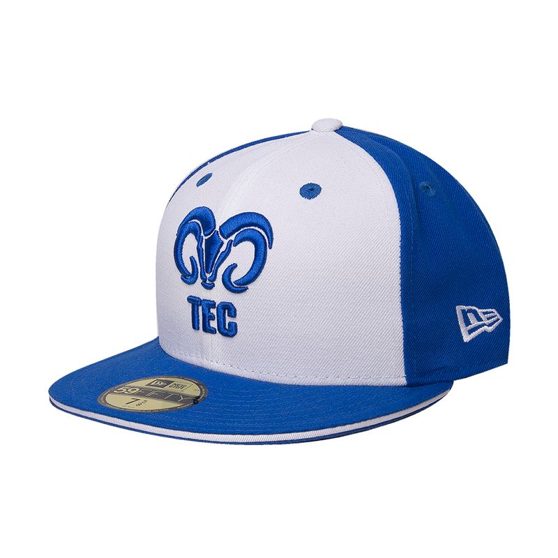 Gorra-New-Era-BORREGOS-5950-bordada-con-visera-plana-unisex-azul-con-blanco_2