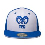 Gorra-New-Era-BORREGOS-5950-bordada-con-visera-plana-unisex-azul-con-blanco_1