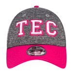 Gorra-New-Era-TEC-940-bordada-con-visera-curva-ajustable-unisex-gris-con-rosa_2