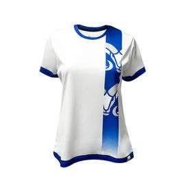 Playera Deportiva BORREGOS Blanca Con Franja Azul Carnero CF