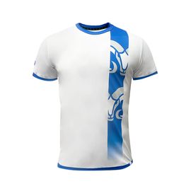 Playera Deportiva BORREGOS Blanca Con Franja Azul Carnero CM