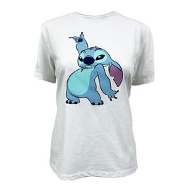 Playera Casual Disney Stitch TEC CF Blanco